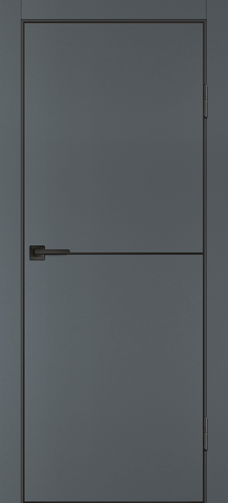 Межкомнатная дверь P-19  черный молдинг PET,  кромка ABS черная c 4-х ст. Графит матовый